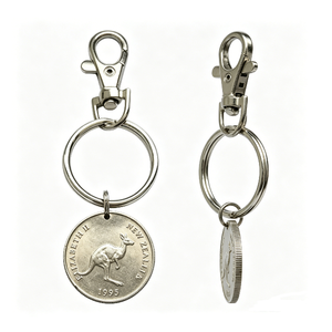Llavero de Moneda de Plata de Nueva Zelanda 1995 con Canguro, Colgante Redondo Vintage Hecho a Mano de Metal, Souvenir - Product Image 4