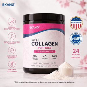 Collagène en poudre fabriqué aux États-Unis, peptides de collagène de type I et III, soutien antioxydant, complément alimentaire pour les cheveux, la peau et les ongles - Product Image 1