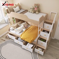 Modernes doppels chichtiges Hoch-Niedrig-Etagen bett mit leiters chrank Weiches Bett für kleine Wohnungen Multifunktional für Kinderzimmer