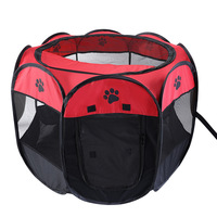 Parc de jeu octogonal pour chien, très populaire, en tissu Oxford lavable, tente pliable pour animaux de compagnie, niche de mise bas, avec plateau en plastique, maison pour chien, chenil, cage pour animaux de compagnie