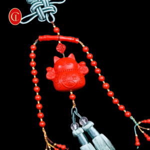 เครื่องราง<span class=keywords><strong>แมว</strong></span>กวักนำโชคสีแดงสำหรับเด็ก ทำจากทองแดงแดง ใช้ตกแต่งรถยนต์และบ้าน - Product Image 4