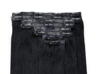 Extensions de cheveux humains Remy 100% naturels à clipser, couleur noir naturel, texture douce, sans nœuds, pour femmes