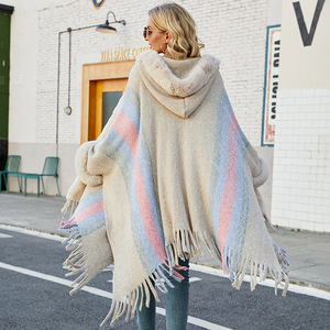 Fabricants Automne Hiver Chaud Manches Longues Tricoté <span class=keywords><strong>Cape</strong></span> Col Laine <span class=keywords><strong>Cape</strong></span> Poncho Tassel <span class=keywords><strong>Cape</strong></span> - Product Image 2
