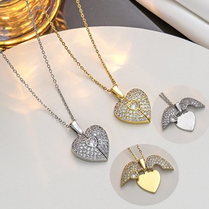 Collana Moda in Oro 18K, Collana in Acciaio Inossidabile con <span class=keywords><strong>Cuore</strong></span> Apribile e Chiudibile, Incisione Nome in Qualsiasi Carattere, Gioielli Raffinati per Donne - Product Image 2