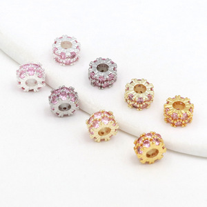 Zircon Barrel <b>Beads</b> 14k Gold Silver Plated Double Layer <b>Large</b> Hole DIY Jewelry Accessories For Bracelet Necklace Making - Product Image 4