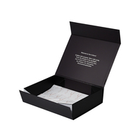 Boîte pliable magnétique noire personnalisée avec papier de soie imprimé du logo de la marque, expédition à plat, boîte rigide pour pulls et vêtements de mode