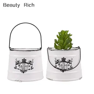 Pot De Fleur en céramique Jardinières Rustiques En Céramique Blanche Maison Française Seau Design Jardinière, Lot de 2