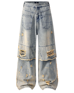 <span class=keywords><strong>กางเกง</strong></span>ยีนส์ทรงฮิปฮอปสไตล์สตรีทแฟชั่น พิมพ์ลายตามสั่ง ลวดลายลิง ล้างสีแบบพิเศษ ทรงขากว้างสำหรับผู้ชาย - Product Image 1