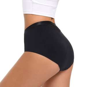 Culottes pour femmes, 4 couches absorbantes, culottes de règles taille haute, anti-fuites, en nylon, pratiques, vente en gros, grandes tailles, noires, pour femmes adultes - Product Image 2