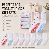 Chaussettes de Pilates antidérapantes à motif personnalisé, respirantes, avec soutien de la voûte plantaire, en mélange de coton, semelle antidérapante pour femmes, fitness, studio, gym