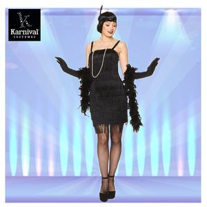 महिलाओं की 19 20 की फैंसी मार्डी ग्रास फ्लैपर ड्रेस और कार्निवल प्रदर्शन ब्लैक हैल्टर स्टेज वियर - Product Image 1