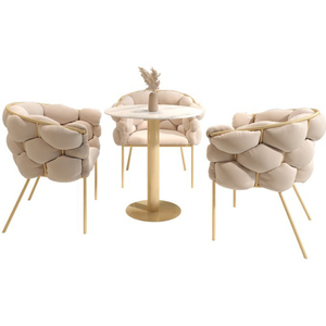 Silla de Comedor Elegante y Sencilla con Respaldo Acolchado en Forma de Burbuja de Terciopelo Verde y Estructura Dorada Electrochapada - Product Image 4