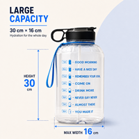 Bouteille d'eau motivante de 1 gallon avec marqueur de temps, paille et poignée, grande capacité de 128 oz en PETG, gourde de sport