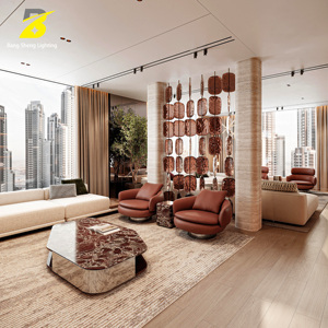 Luminaire décoratif artistique en métal en forme de disque, grand éclairage suspendu pour séparation d'espace, idéal pour villa à <span class=keywords><strong>plafond</strong></span> haut, espace commercial - Product Image 4