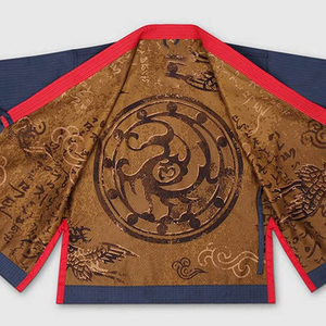 Custom Digital Print Embroidery Karate Gi Set 100% Cotton 320g Fabric Navy <b>Blue</b> Black Collar Quick Dry Breathable Adult Unisex - Product Image 5