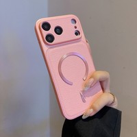 Étui de téléphone coloré en cuir époxy magnétique antichoc avec charge sans fil et protection à 360° pour iPhone 13/14/15/16/17 Pro Max (modèle d'usine)