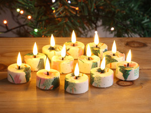 Set Dekorasi Rumah Lampu Teh LED 3D Nyala Api Asli Mermei, 12 Lampu Teh LED - Product Image 4