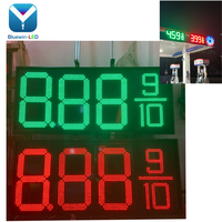 Panneaux d'affichage LED double face IP65 de 12 pouces rouge bleu ambre vert pour stations-service