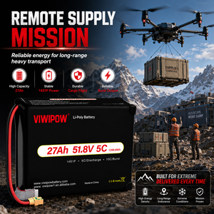Prix d'usine VIWIPOW Batterie semi-solide haute performance 5C 14S 27000mAh 51.8V certifiée CE 800 cycles pour drones robustes - Product Image 3