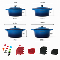 Cocotte en fonte émaillée bleue personnalisée en gros avec couvercle pour la cuisine