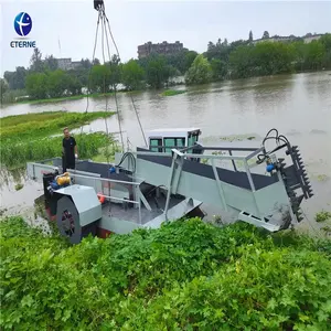 ETERNE Récolteuse automatique Nouveau design Récolteuse de mauvaises herbes aquatiques Bateau de nettoyage de rivière