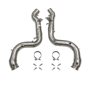 High Quality Fit 89mm High Flow Stainless Steel AMG GLE63 Straight Downpipe Exhaust Pipes Heat Shield for Mercedes Benz W167 - Product Image 1