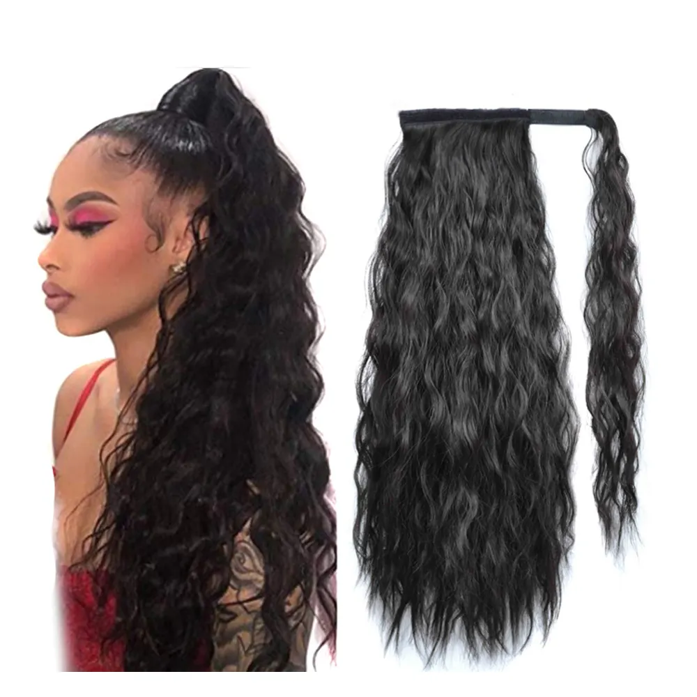 Drawstring Kinky Curly Bangs Short Ponytail Hair For Fashion Black Woman Women's Wig Ponytail Hair