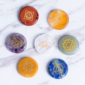 Wholesale Natural Crystals Healing <strong>Chakra</strong> and Reiki <strong>Stone</strong> Seven <strong>Chakra</strong> Energy <strong>Engraved</strong> Reiki <strong>Chakra</strong> Sets - Product Image 2