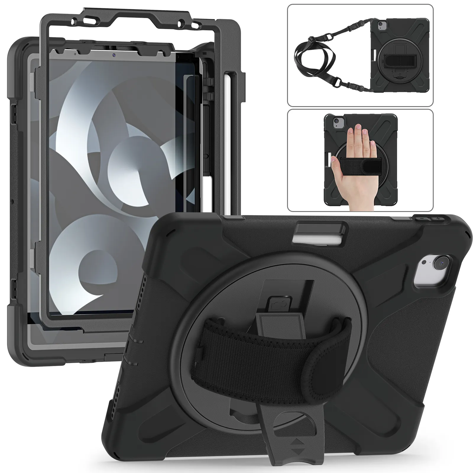 Funda protectora de silicona resistente para Apple iPad Air 5, 2022 pulgadas, 10,9 con soporte para bolígrafo, soporte giratorio de 2022 grados, novedad de 360