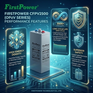 Batterie solaire FirstPower 2V 500Ah, cellules solaires au plomb-acide scellées, utilisée pour les alarmes incendie, les dispositifs de sécurité et les instruments électroniques. - Product Image 2