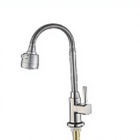 Robinet de lavabo monocommande monotrou en alliage de zinc brossé, à ouverture rapide, avec cartouche céramique, pour montage sur plan.