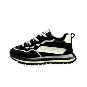 Zapatos de hombre negros de diseñador de moda, zapatillas deportivas informales de alta calidad, zapatos deportivos gruesos de cuero genuino, estilo casual para caminar. - Product Image 1