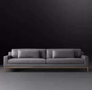 Sofá de Cuero con Brazos Curvos de Diseño Italiano Moderno, Base de Metal, para Sala de Estar, Diseños de Lujo, Venta al Por Mayor OEM Sassanid - Product Image 2