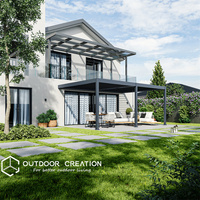 Pergola moderne de luxe automatique en aluminium avec toit à lames orientables, revêtement poudré, conçue pour l'extérieur, bioclimatique, pour patio ou gazebo.