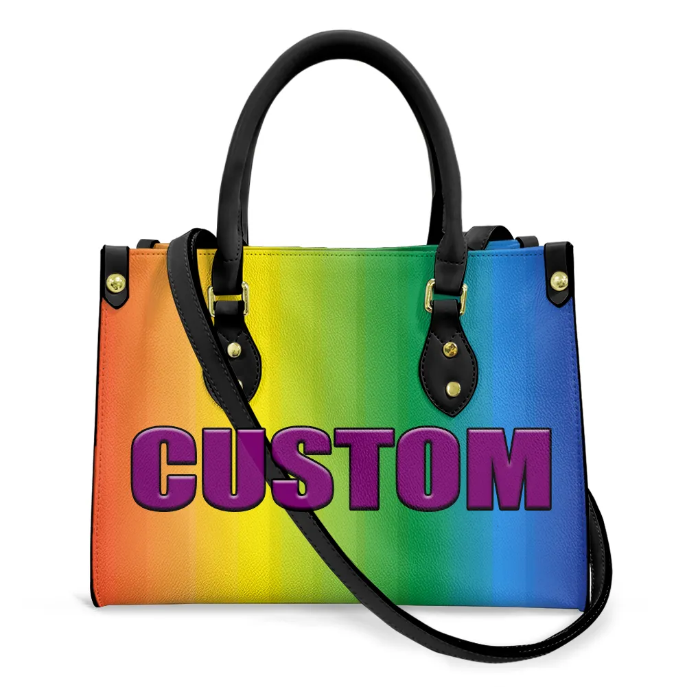 Custom POD Logo/Design/Text/Photo Latest PU Leather Bag Tote Handbags Hot Selling Dropshipping Print on Demand Women Bag