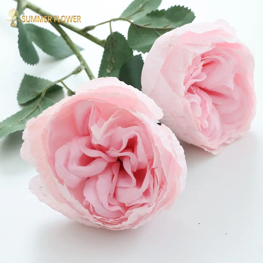 Dekorasi Latar Belakang Pesta Bunga Sutra Buatan Mawar Merah Muda Bunga Batang Tunggal