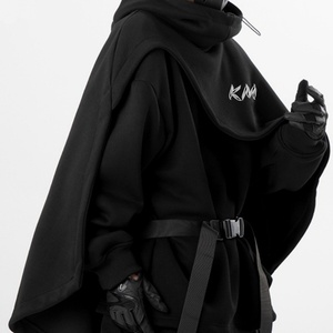 Chaqueta con Capucha de Forro Polar Ecológico para Otoño KM Wholesale, Diseño de Caballero Negro Punk con Serigrafía, Estilo Urbano para Fiestas, Tallas Grandes - Product Image 5