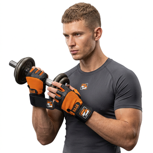 High Quality Leather Breathable Lightweight Non-Slip Half Finger Weightlifting Gloves Unisex for Closure Body Fitness - Product Image 1