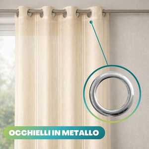 Cream Color Metal Eyelet Filter Curtain 140x280cm Semi Transparent Indoor <b>Panel</b> - Product Image 3