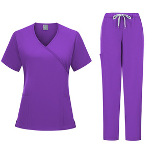 Female Doctor Work Uniform Elastic Surgical Gown Set Short Sleeve Top Pants Nursing Scrubs Hospital Uniform Women Split Set - Product Image 3