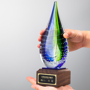 Crystal <b>Trophy</b> Laser <b>Engraved</b> Wooden Base Custom Award For Business Gifts Conference Supplies - Product Image 2