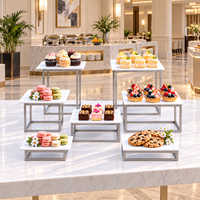 XINGPAI Décorations de restauration Support de buffet Risers d'affichage des aliments en acier inoxydable avec assiettes en céramique