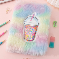 Carnet en peluche de dessin animé A6 avec cadenas, motif cœur pêche, cadeau idéal pour étudiantes