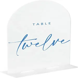 Arche de luxe en acrylique transparent, panneau de Table en acrylique givré, panneau en acrylique givré, bricolage, numéro de Table de mariage avec <span class=keywords><strong>Base</strong></span> givrée - Product Image 1