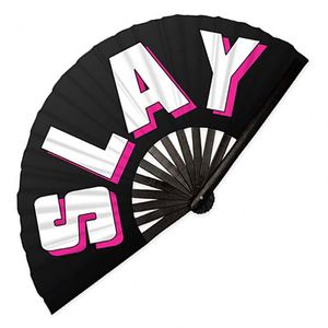 Abanicos Grandes de Plástico Plegables para Baile en Línea, con Tela de Satén y Nylon, para Decoración de Fiestas y Festivales - Product Image 4