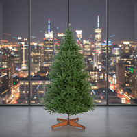 Sapin de Noël réaliste de luxe de haute qualité avec base en bois, pré-éclairé, à charnières, 1,5 m, 1,8 m, 2,1 m, 2,4 m, 2,7 m, 3 m, décoration de Noël