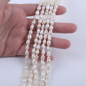 Perles de culture d'eau douce baroques roses naturelles de 6-7 mm pour DIY, épingles à cheveux, bracelets, avec trous droits des deux côtés, perles en forme de bouton - Product Image 1