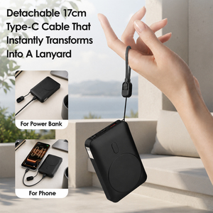 PB85-2 <span class=keywords><strong>Power</strong></span> Bank Magnétique Sans Fil Coloré Tendance 10000mAh Chargeur Portable de Voyage en Polymère avec Câble USB C Détachable et Cordon - Product Image 5