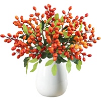 Branche d'olivier artificielle à 3 branches en tissu de soie, tige de fève d'acacia, décoration de Noël, mariage, Nouvel An
