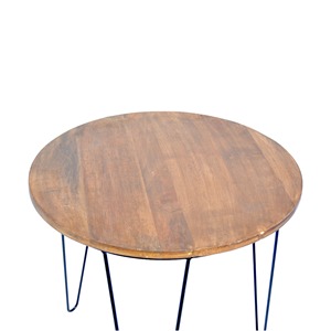 Modern Style Large Round Wood Board Coffee <b>Table</b> with Metal Frame Unique <b>Side</b> Center <b>Table</b> for Home-for Living Room Bedroom - Product Image 2